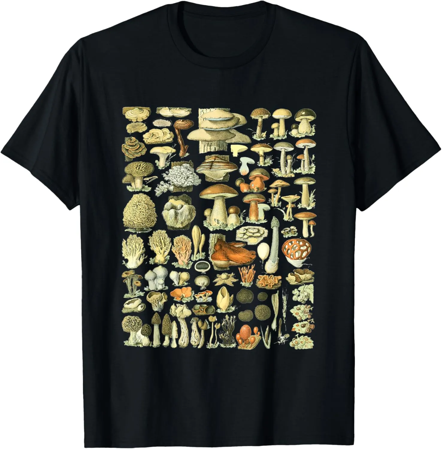 Vintage Inspired Mushroom Botanical Chart T-Shirt