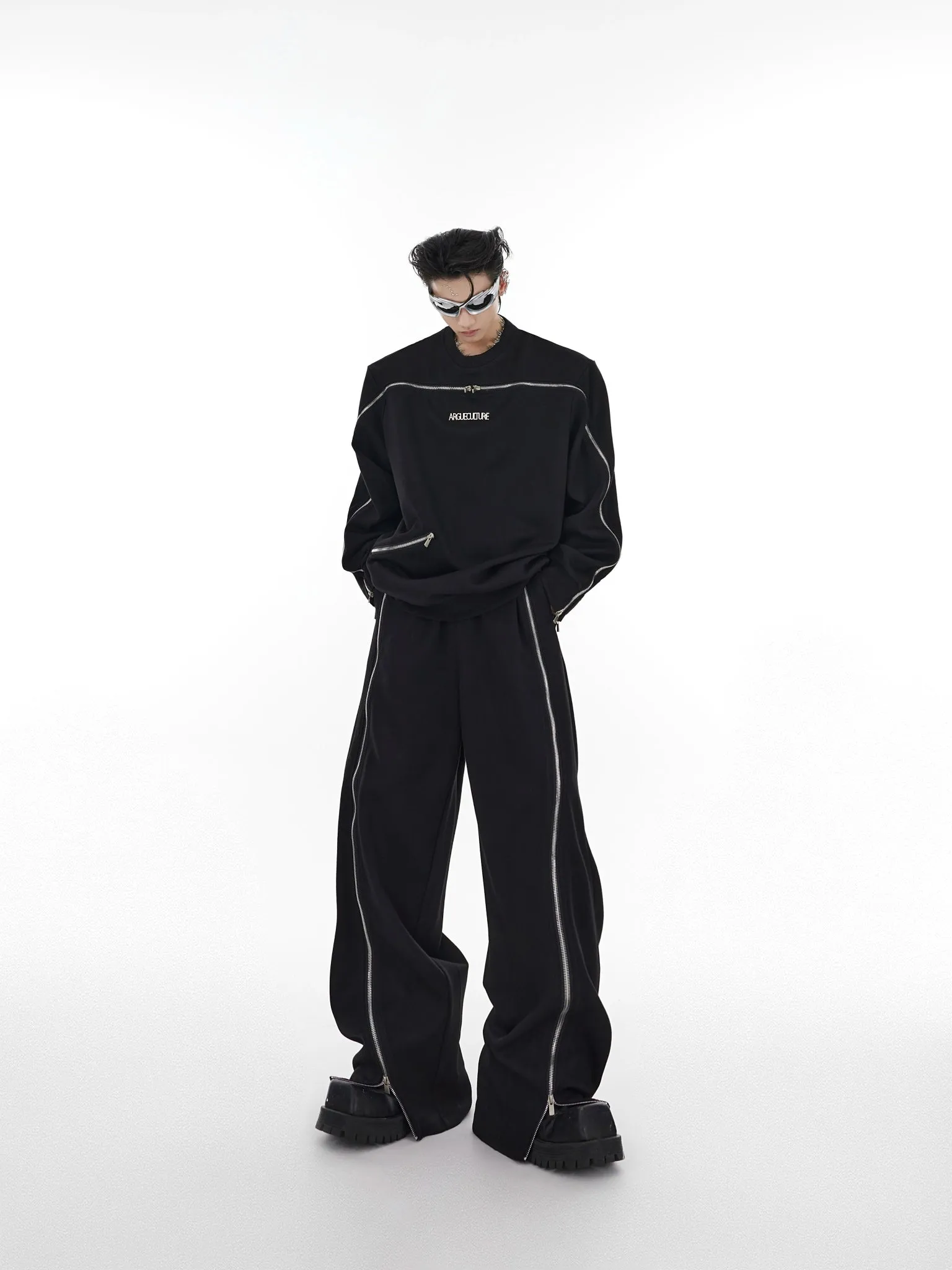 Zipper Design Sweatshirt & Sweatpants CLE0003