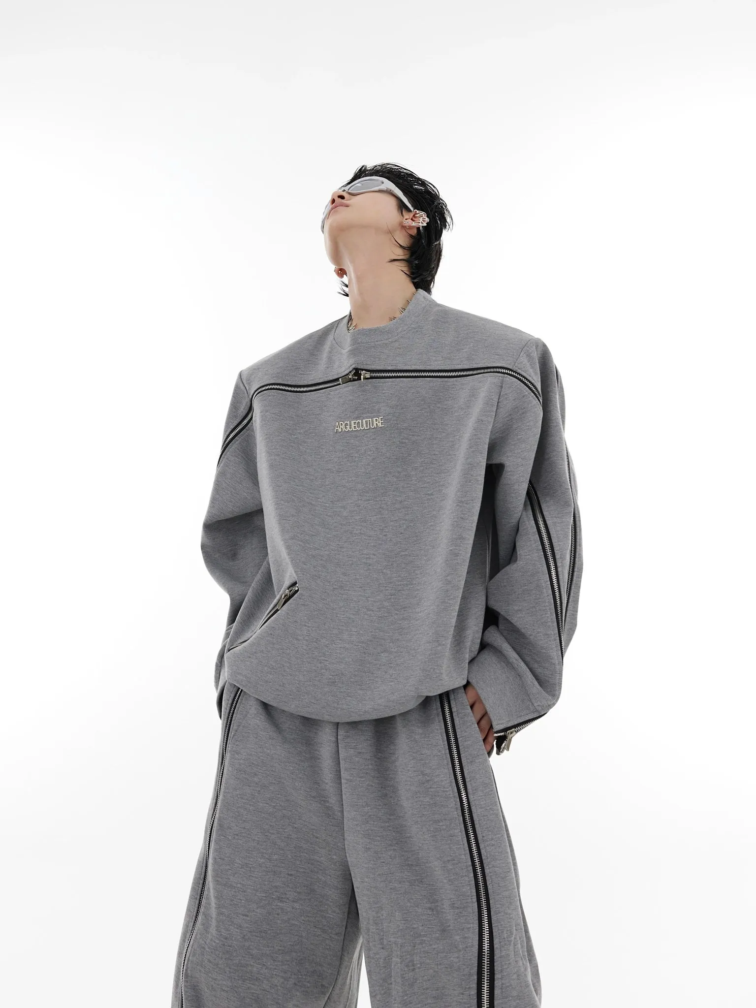 Zipper Design Sweatshirt & Sweatpants CLE0003