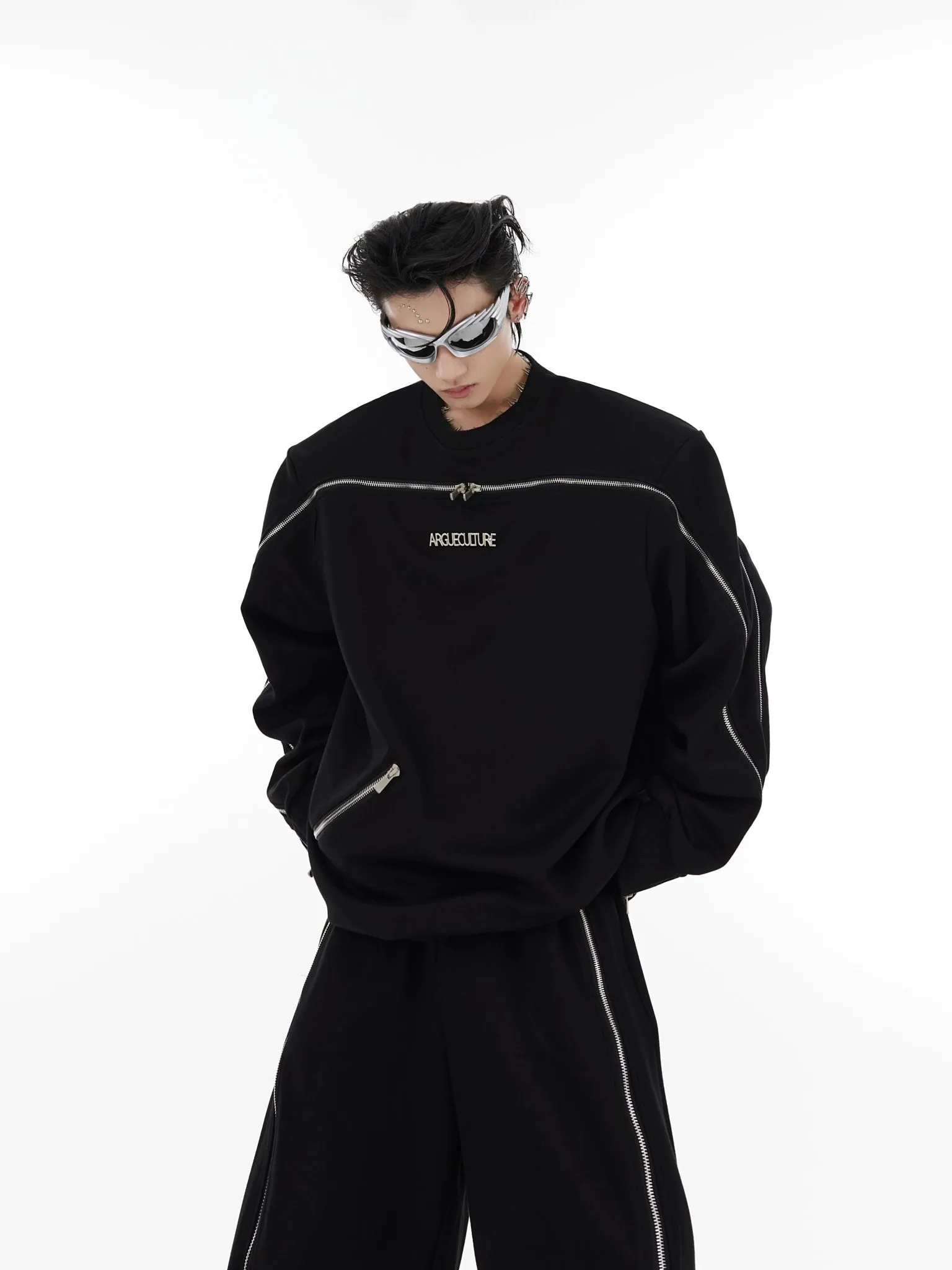Zipper Design Sweatshirt & Sweatpants CLE0003