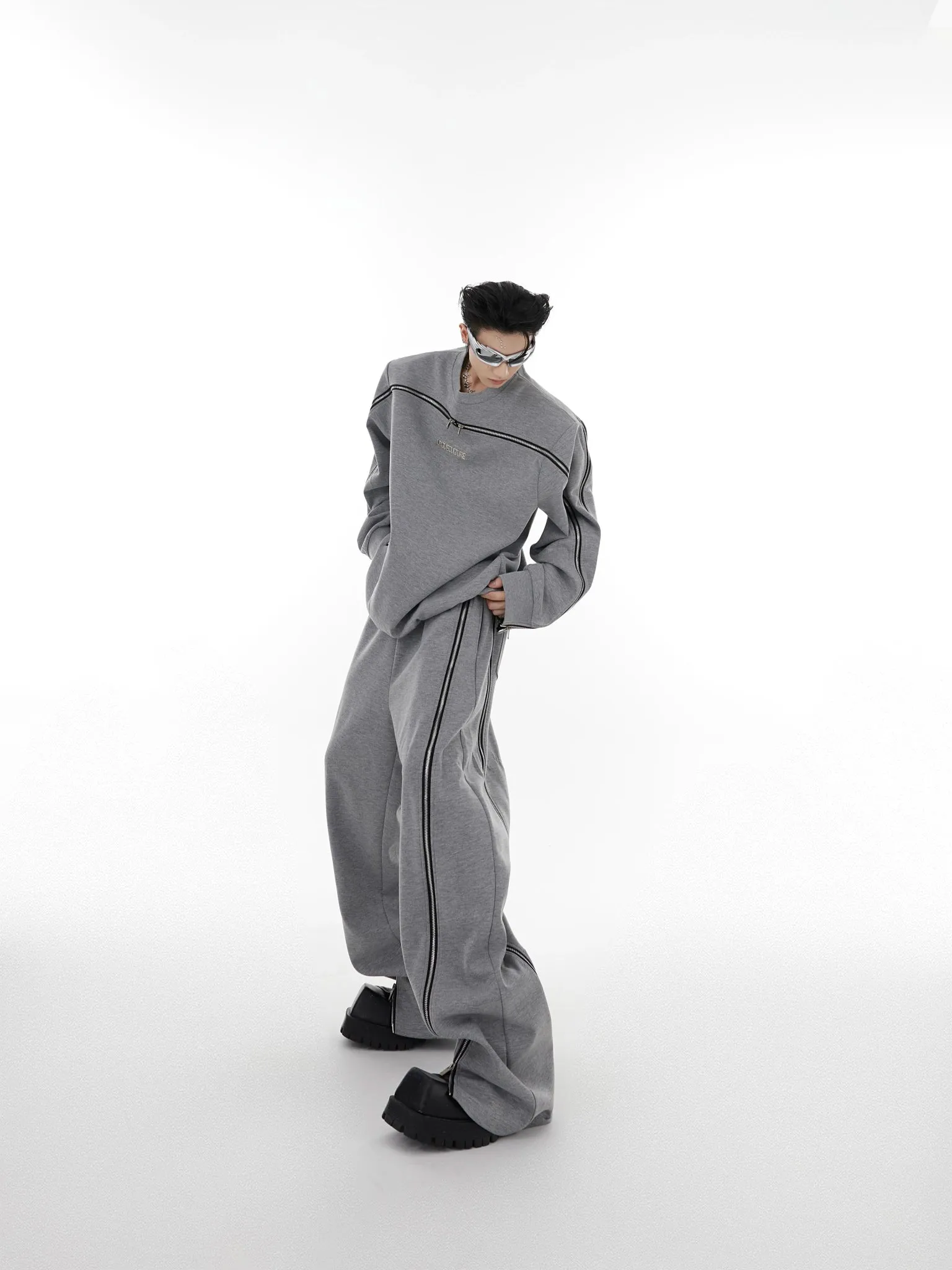 Zipper Design Sweatshirt & Sweatpants CLE0003