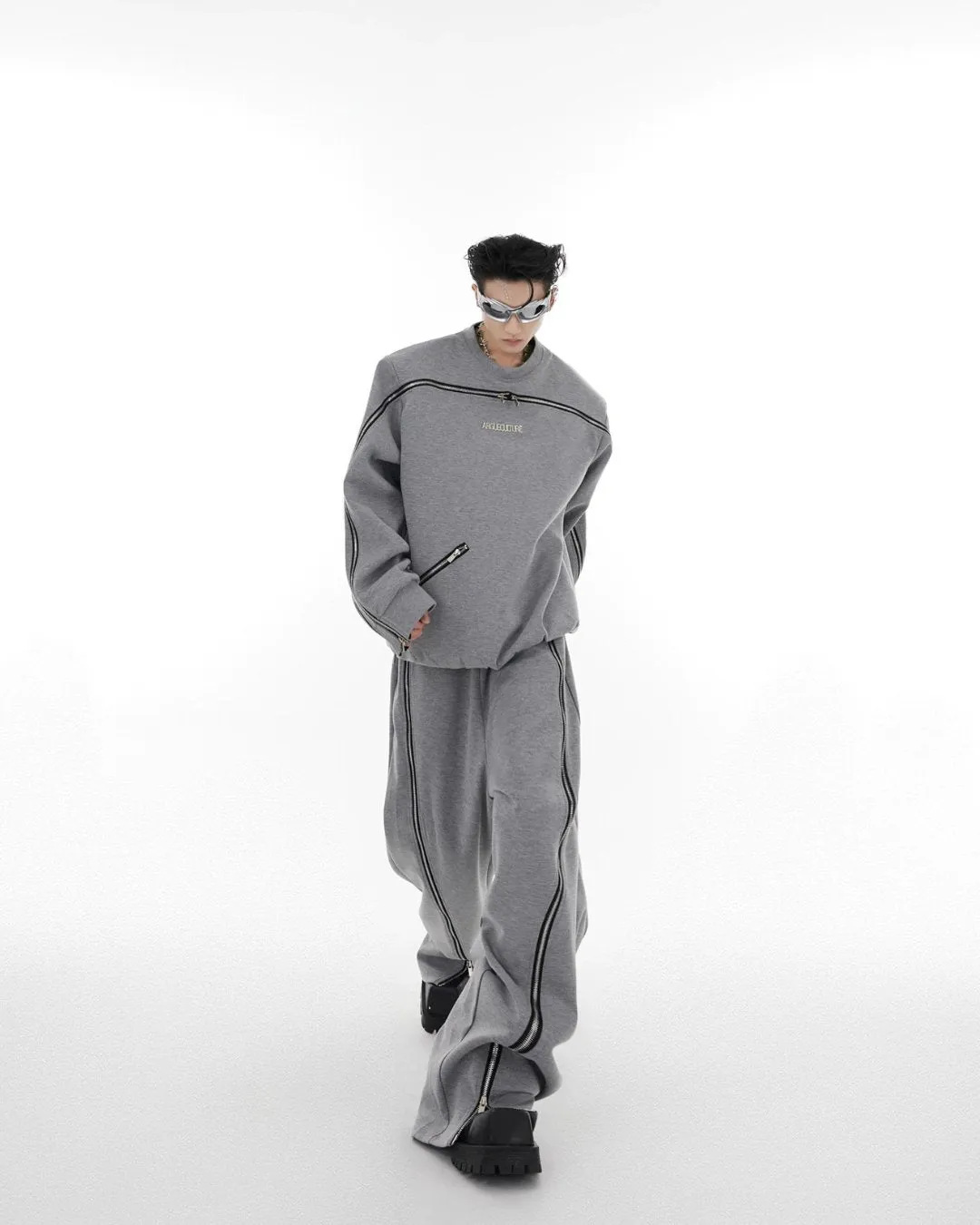 Zipper Design Sweatshirt & Sweatpants CLE0003